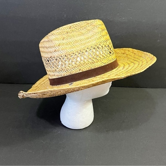 Broner Mens Straw Cowboy Hat Size Natural Ventilated Brown Banded One Size Rodeo - Picture 7 of 8